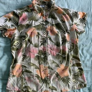 Columbia floral button down short sleeve top